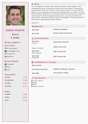 İç Mimar Cv Örnekleri cv indir
